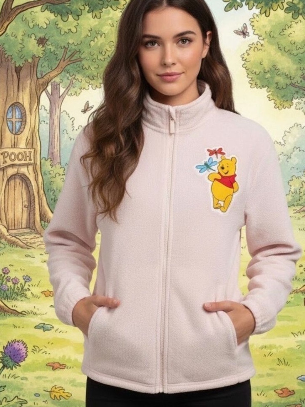 Disney Winnie the Pooh White Fleece Full-Zip Jacket - Size XL
